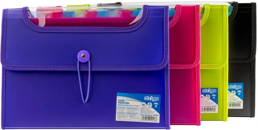 Strigo. Teczka A4 z 12 przekładkami V-file, czarna - tantis.pl