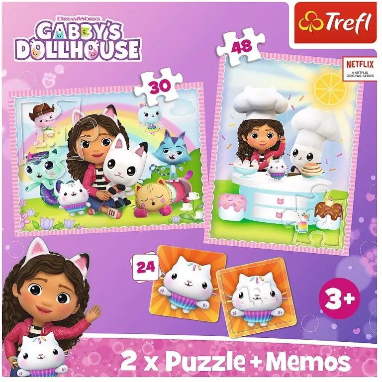 Trefl, Puzzle 2w1 + memos. Gabi z Kocim przyjacielem - tantis.pl