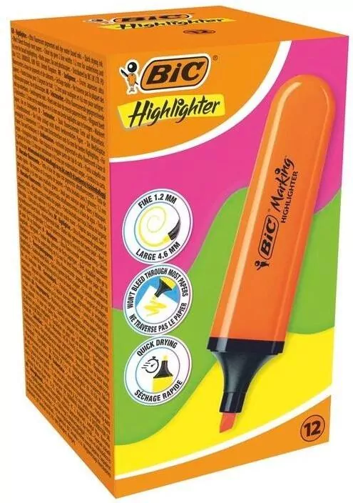 Zakreślacz Highlighter pomarańcz neon (12szt) BIC - tantis.pl
