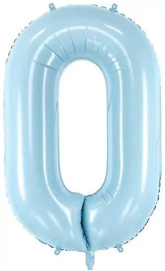 Balon foliowy Cyfra 0 86cm jasny niebieski - tantis.pl