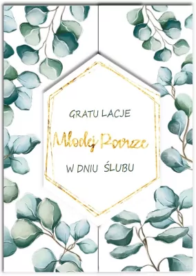 Karnet A5 z bilecikiem Ślub Eukaliptus