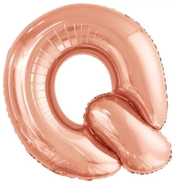 Balon foliowy litera Q różowe złoto 72x86cm - tantis.pl