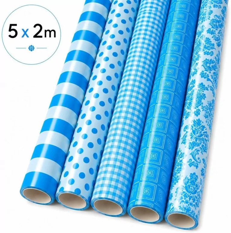 Papier ozdobny niebieski 5x2mx57cm (5szt) - tantis.pl