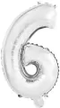 Balon foliowy mini cyfra 6 srebrna 29x40cm - tantis.pl
