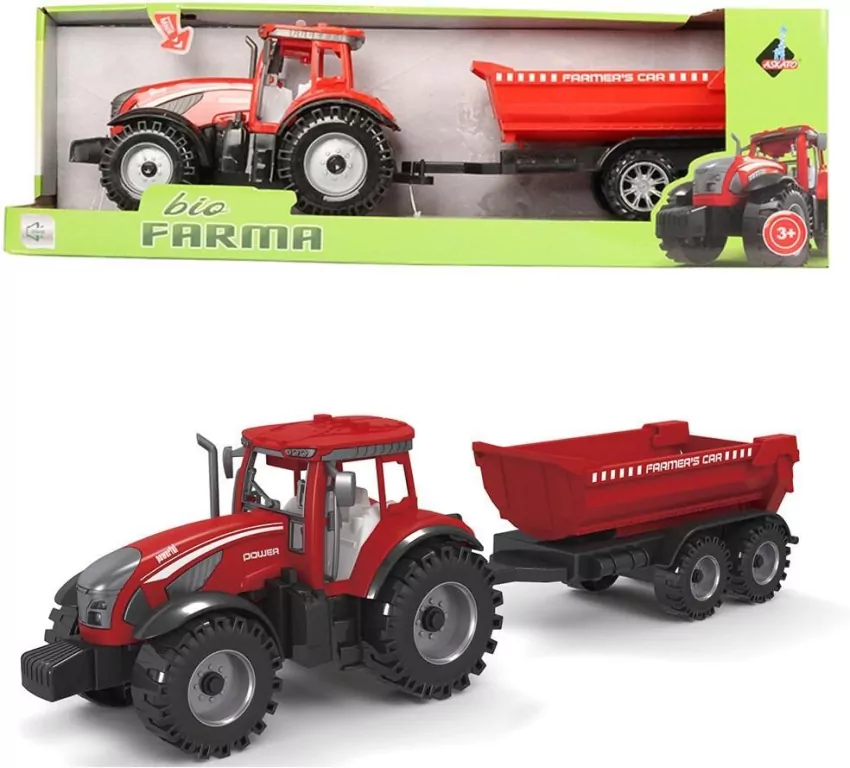 Traktor z czerwoną przyczepą - tantis.pl