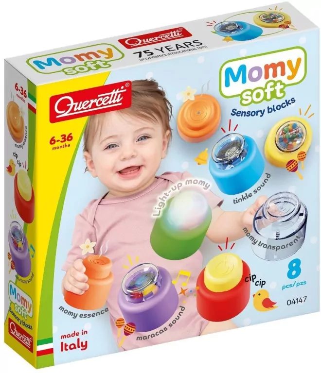 Quercetti Miękkie Klocki Momy Sensoryczne 6el - tantis.pl