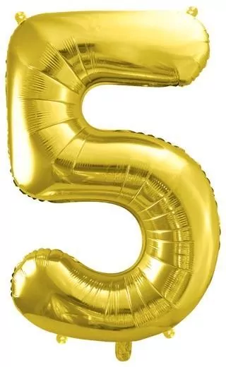 Balon foliowy cyfra 5 72cm jasny złoty - tantis.pl