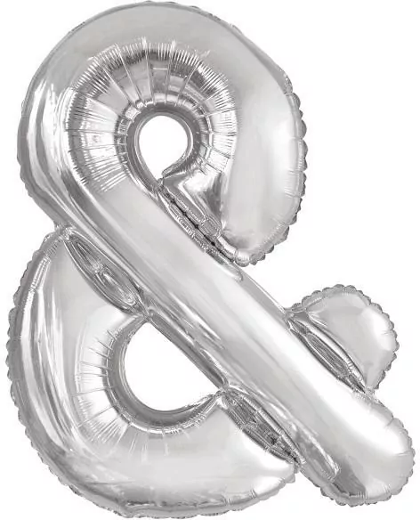 Balon foliowy znak & srebrny 71x86cm - tantis.pl