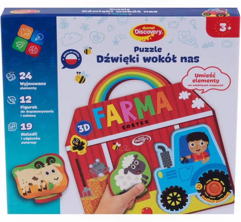 Puzzle 3D. Dźwięki wokół nas. Farma - tantis.pl