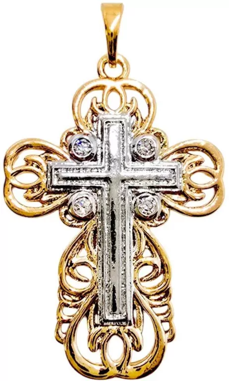 Wisiorek Krzyżyk Srebrno-Złoty 23x16mm - tantis.pl