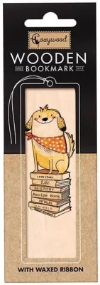 Zakładka drewniana Pies na książkach