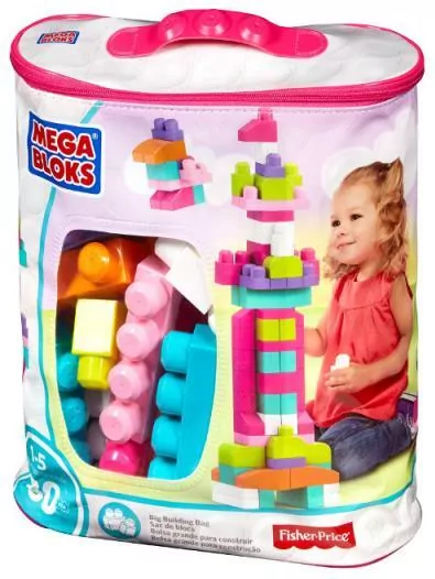 Mega Bloks. Klocki w torbie 80 el. Różowe - tantis.pl