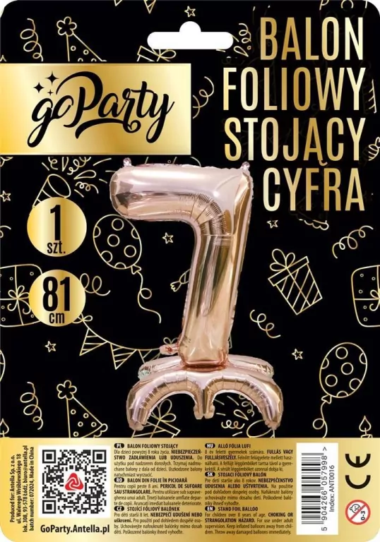 Balon foliowy stojący 7 rose gold 81cm - tantis.pl
