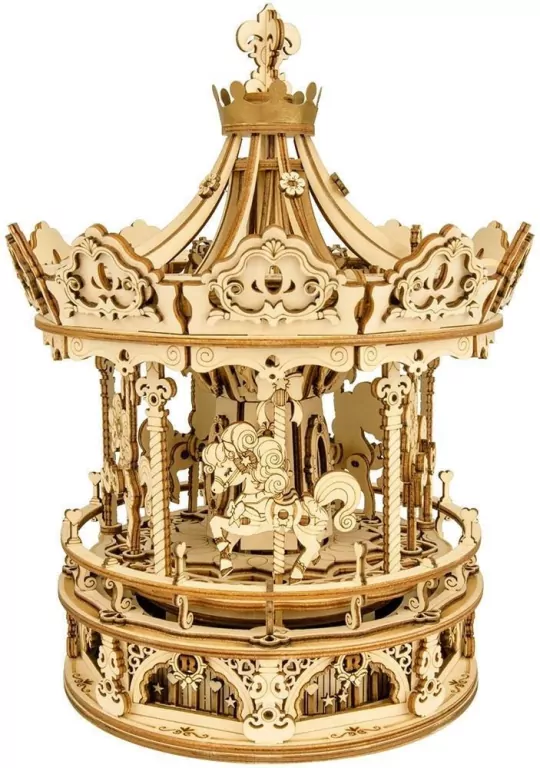 Puzzle Drewniane 3D. Pozytywka. Romantyczna Karuzela - tantis.pl