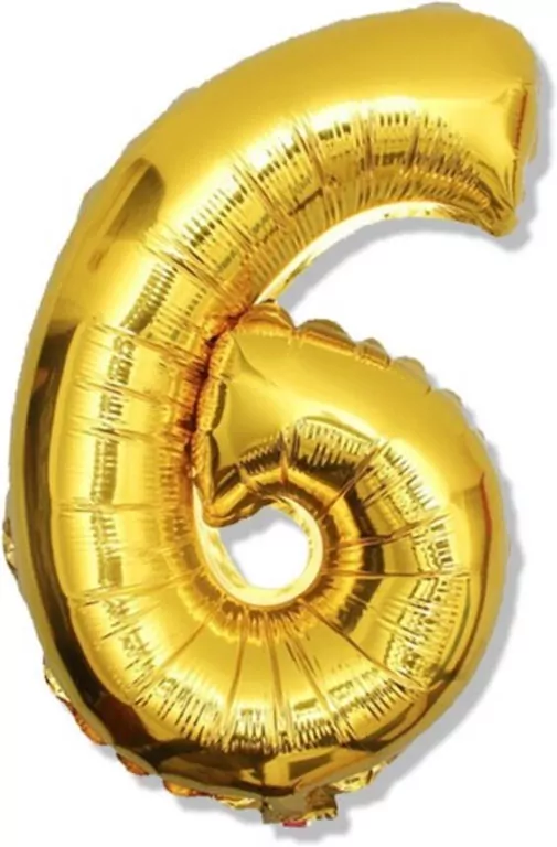 Balon foliowy cyfra 6, złota 92cm - tantis.pl