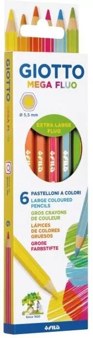 Kredki Mega Fluo 6 kolorów GIOTTO - tantis.pl