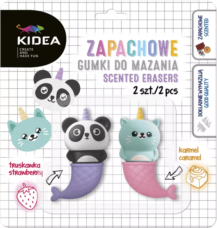 Gumki zapachowe kotek i panda 2 szt. - tantis.pl