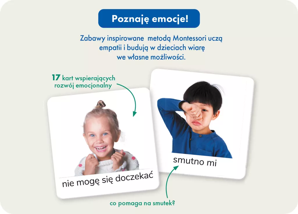 Montessori. Karty obrazkowe. Emocje (2-5 lat) - tantis.pl