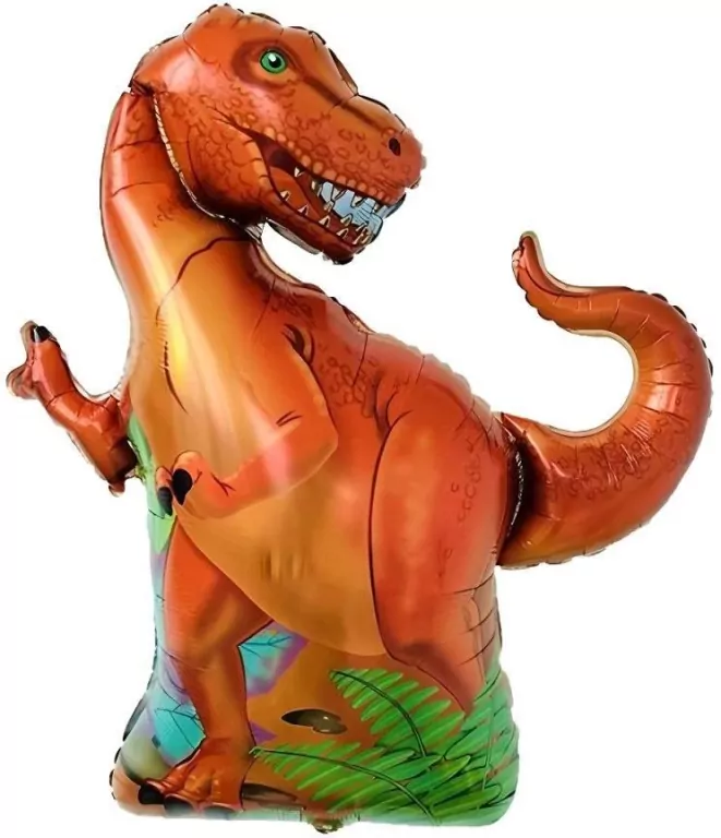 Balon foliowy Dinozaur T-rex pomarańczowy 66x59cm - tantis.pl
