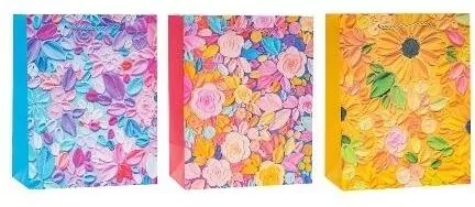 Torebka z brokatem Kwiaty 31x42x10cm mix ROZETTE