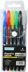 Długopisy żelowe metaliczne 6 kolorów