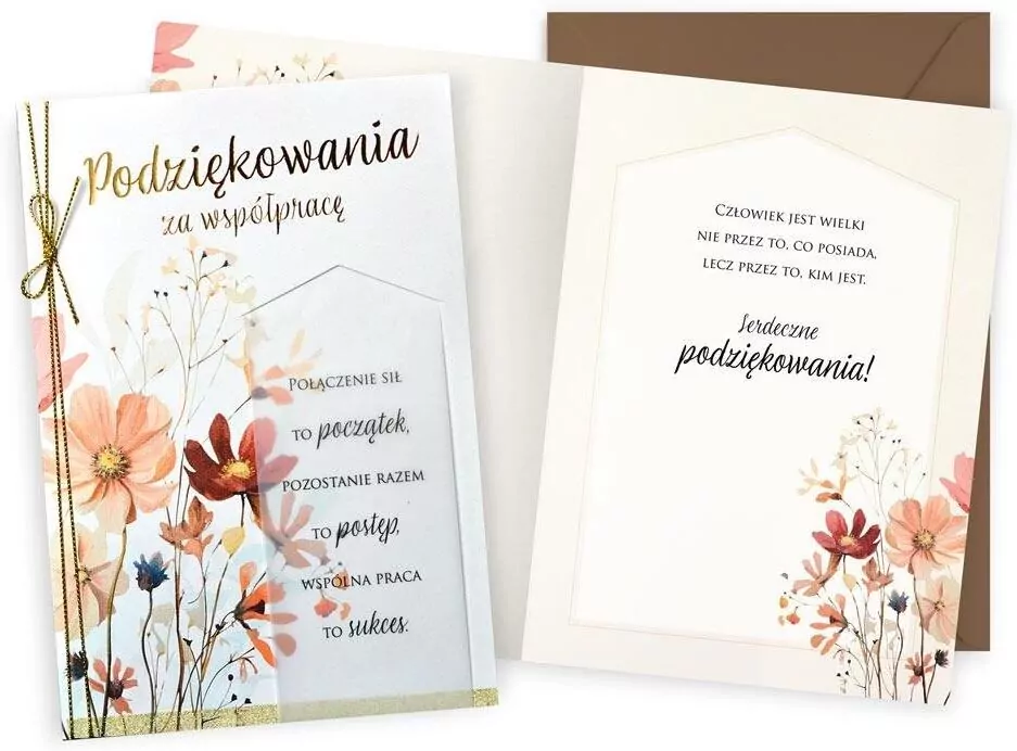 Karnet podziękowania za współpracę kwiatki - tantis.pl