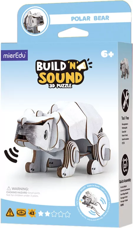 Puzzle 3D. Buduj i słuchaj - Niedźwiedź Polarny - tantis.pl