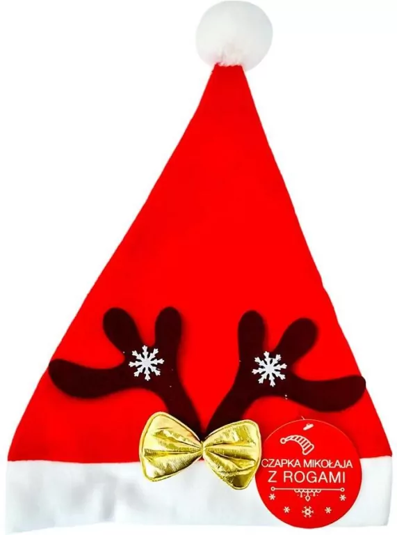 Czapka Mikołaja z czarnymi rogami - tantis.pl
