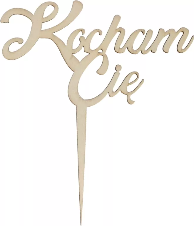 Drewniana dekoracja na patyczku - Kocham Cię - tantis.pl