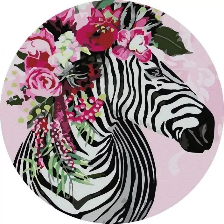 Malowanie po numerach okrągłe - Fantastyczna zebra - tantis.pl