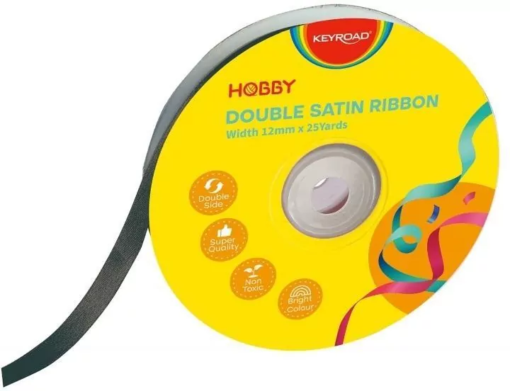 Wstążka podwójna satynowa czarna 12mmx22,86m - tantis.pl