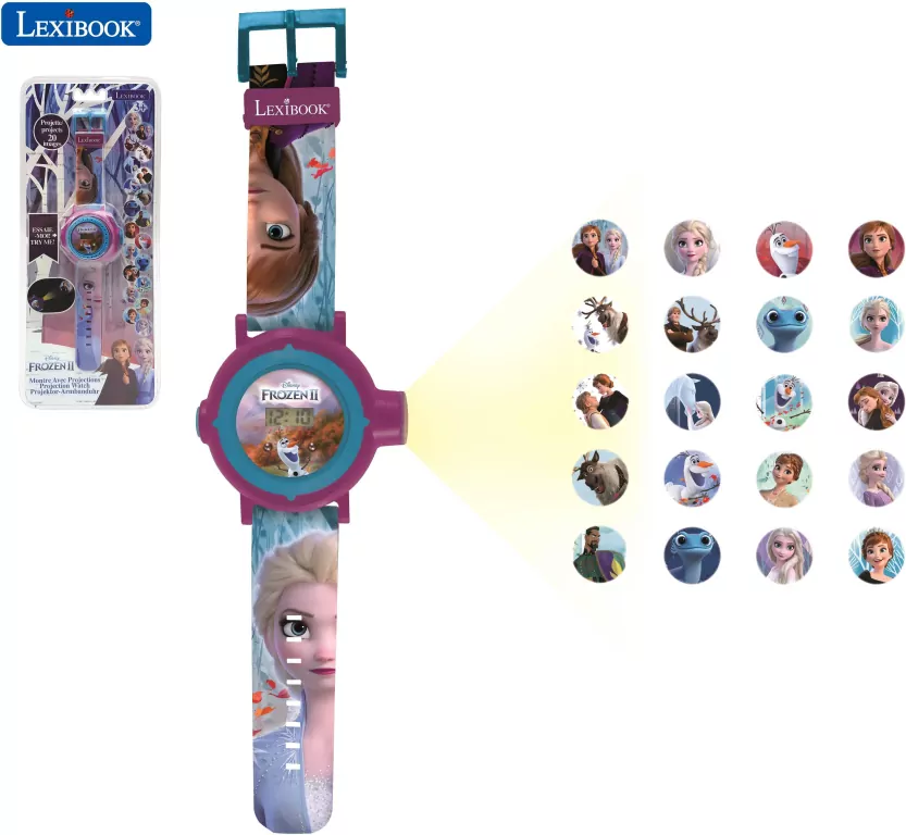 Lexibook. Zegarek projektor z 20 obrazami do wyświetlenia. Frozen - tantis.pl