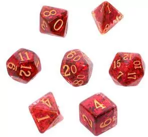 Komplet kości RPG czerwone Gęsty rdzeń - tantis.pl