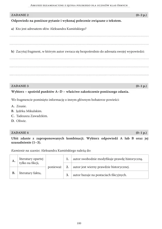Arkusze egzaminacyjne z j. polskiego dla kl. 8 - tantis.pl