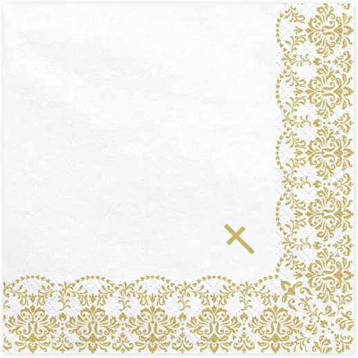 Serwetki Komunijne z ornamentem 33x33cm 20szt - tantis.pl
