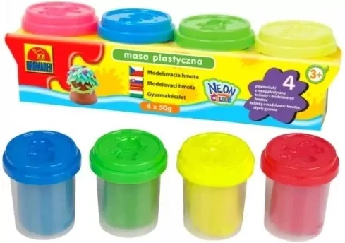 Masa plastyczna 4x50g, neon colour - tantis.pl