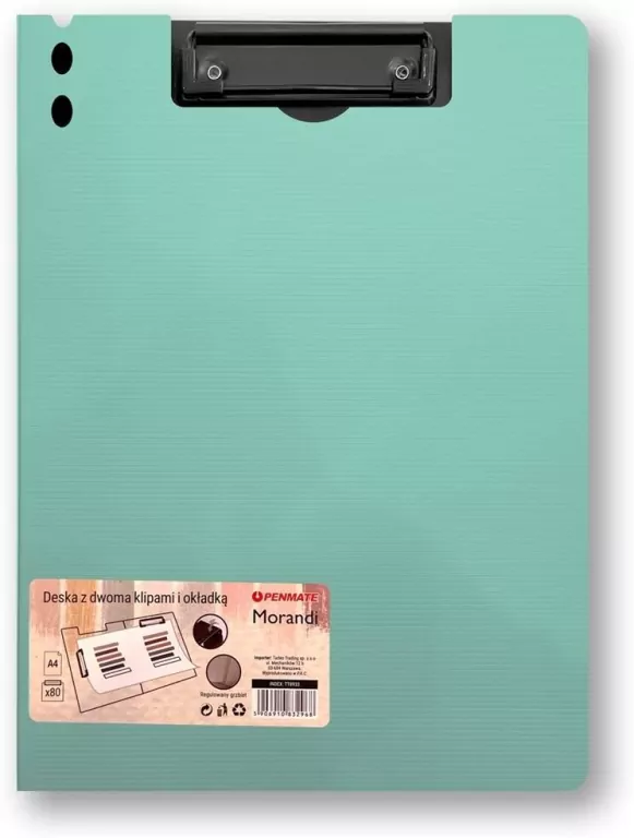 Deska z klipem i okładką A4 Morandi niebieskoziel - tantis.pl