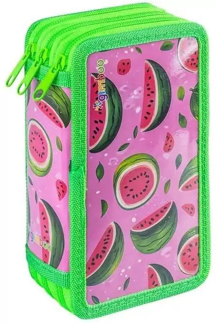 Piórnik z wyposaż 3-komorowy Watermelon zielony - tantis.pl