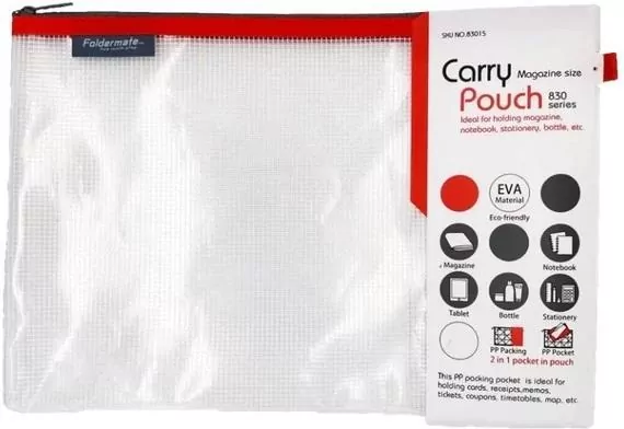 Torebka na zamek A4 35x24cm Mesh Eva czerwona - tantis.pl