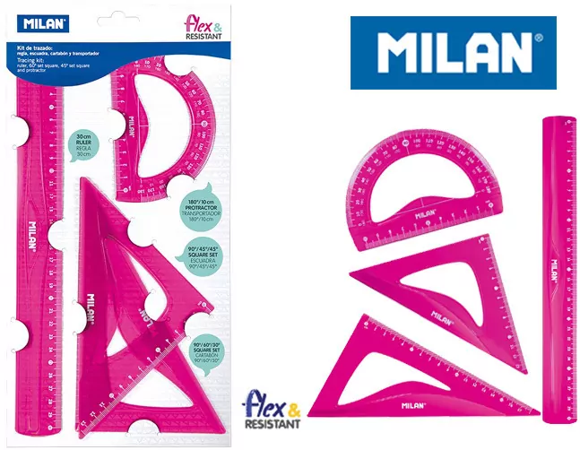 Zestaw Linijek 4 sztuki róż MILAN - tantis.pl