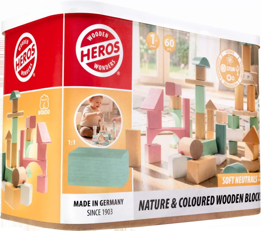 Klocki drewniane Soft Neutrals Wooden Blocks 60el - tantis.pl