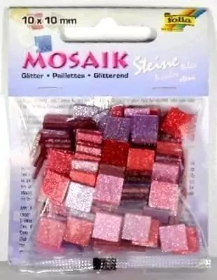 Mozaika kamyczki brokatowe 10x10mm różowa - tantis.pl