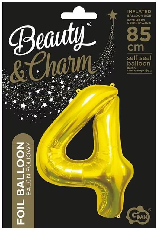Balon foliowy 4. Złoty 85cm - tantis.pl
