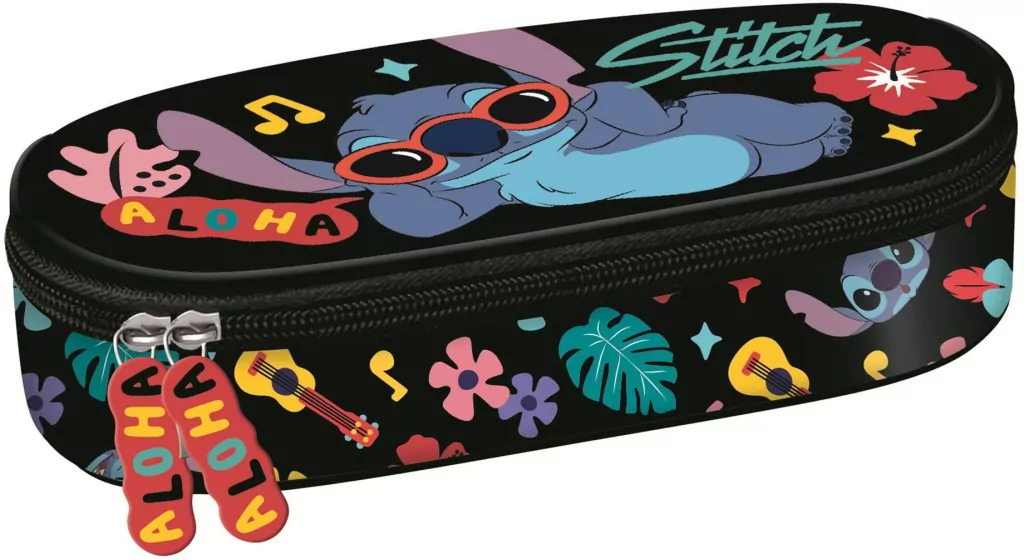 Piórnik saszetka z wewnętrzną klapką Stitch black - tantis.pl