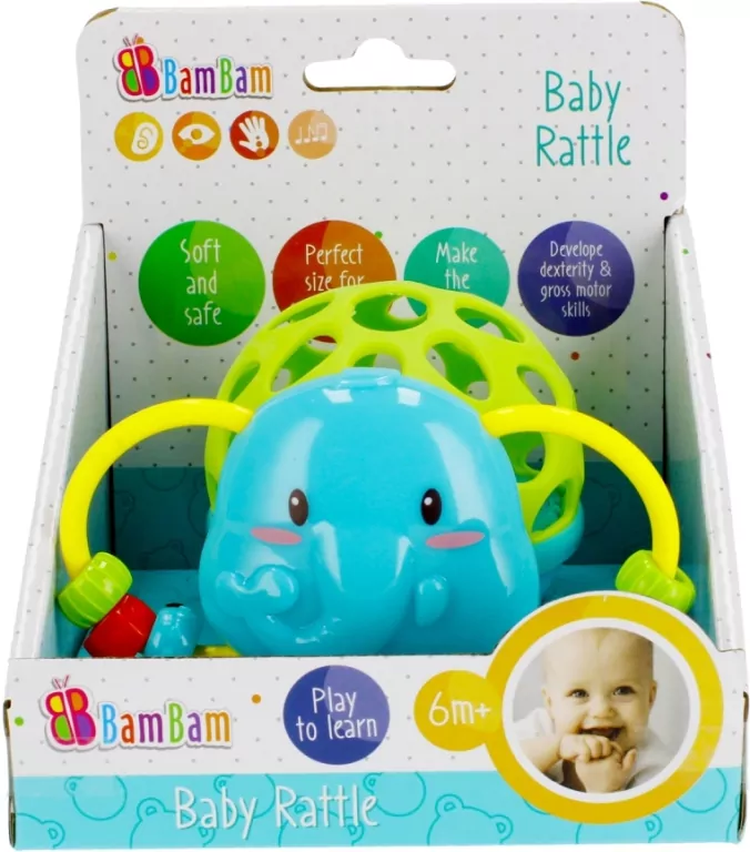 Bam bam. Miękka grzechotka, Słoń - tantis.pl