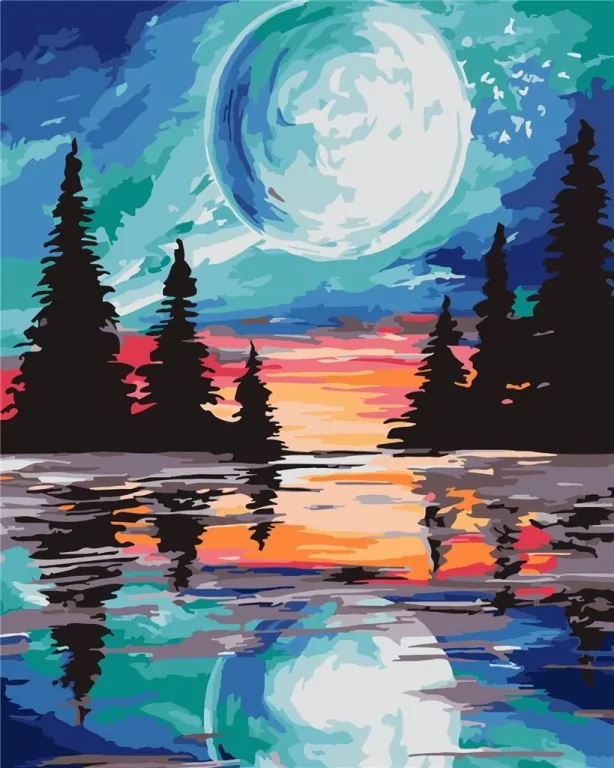 Malowanie po numerach. Pełnia księżyca 40x50cm - tantis.pl