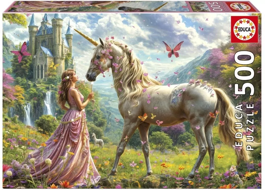 Puzzle 500 Wróżka, jednorożec i motyl - tantis.pl