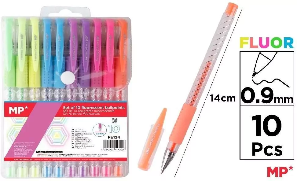 Długopis fluorescencyjny 10 kolorów - tantis.pl