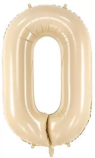 Balon foliowy cyfra 0 72cm beż - tantis.pl
