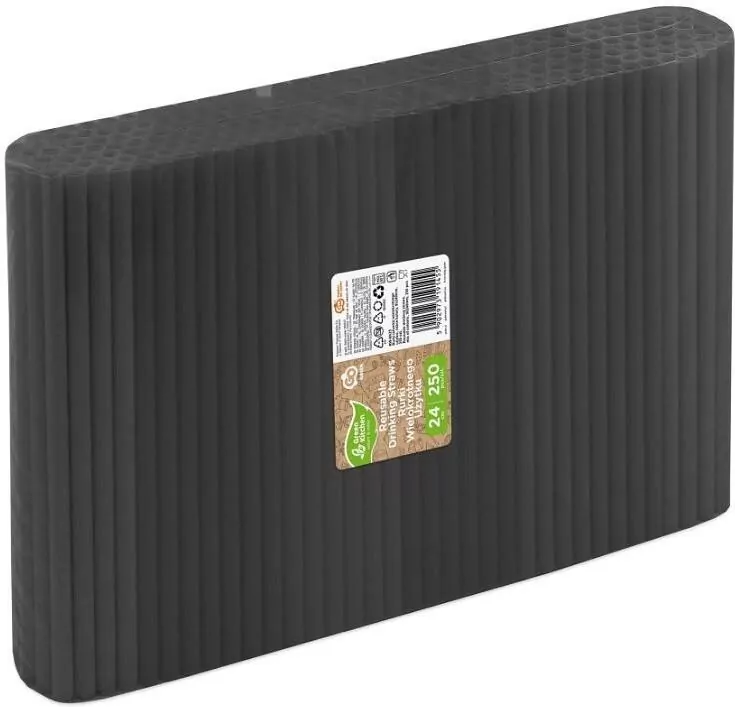 Rurki (słomki) wielorazowe czarne 9x240mm - tantis.pl